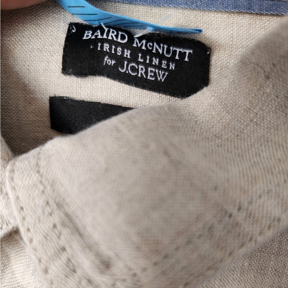 J. Crew Baird McNutt Light Tan Button Down Linen  Shirt - Picture 2 of 11